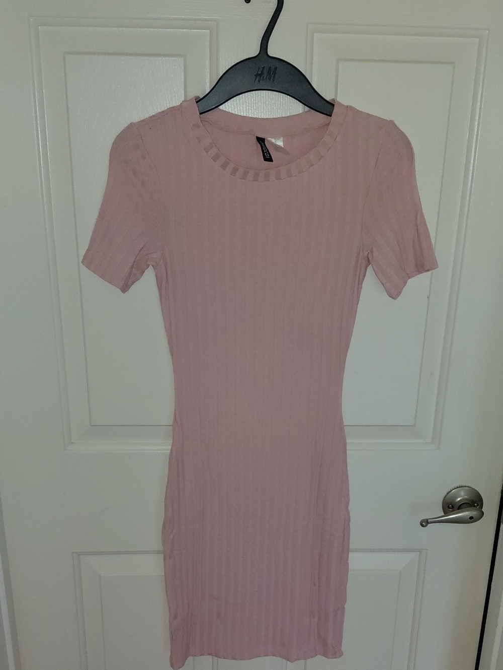 Divided Light Pink Ribbed Short Sleeve Mini Dress
